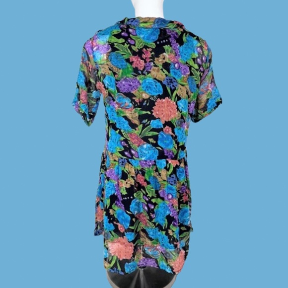 Equation Floral Bright Boho Mini-Dress / Tunic Top - Picture 7 of 12